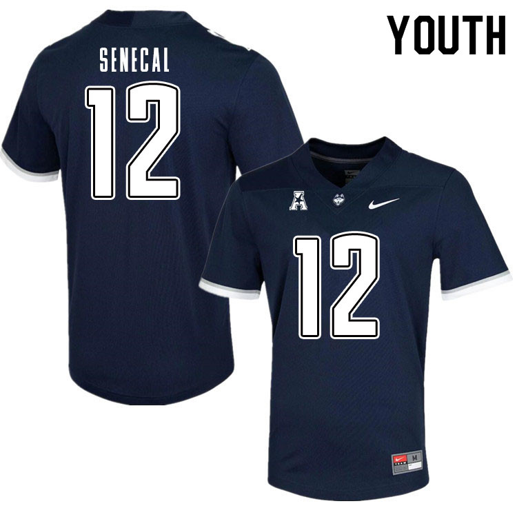 Youth #12 Jonathan Senecal Uconn Huskies College Football Jerseys Sale-Navy